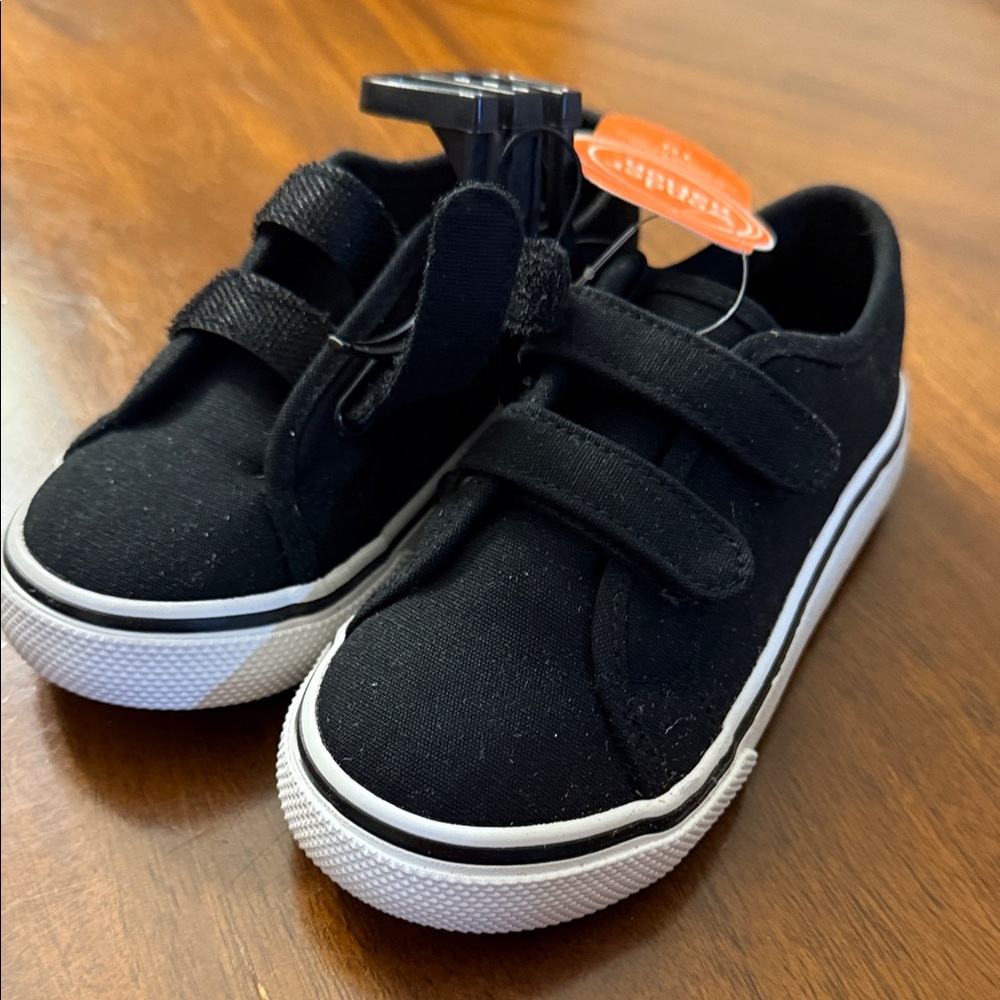 Wonder Nation Black Kids Sneakers with Velcro